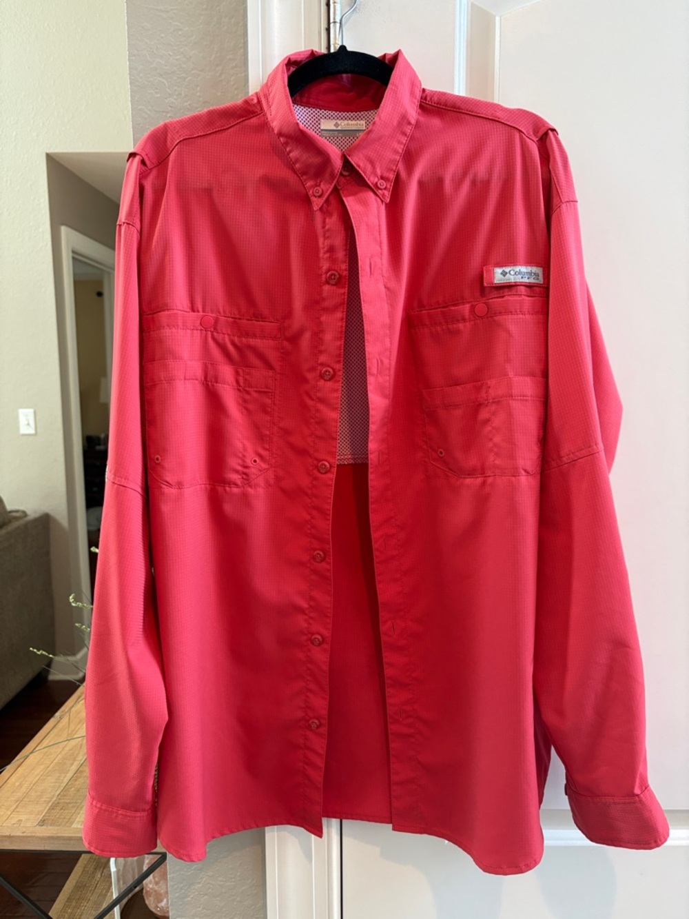 Columbia Men's Button-Down Performance Shirt - Coral Red